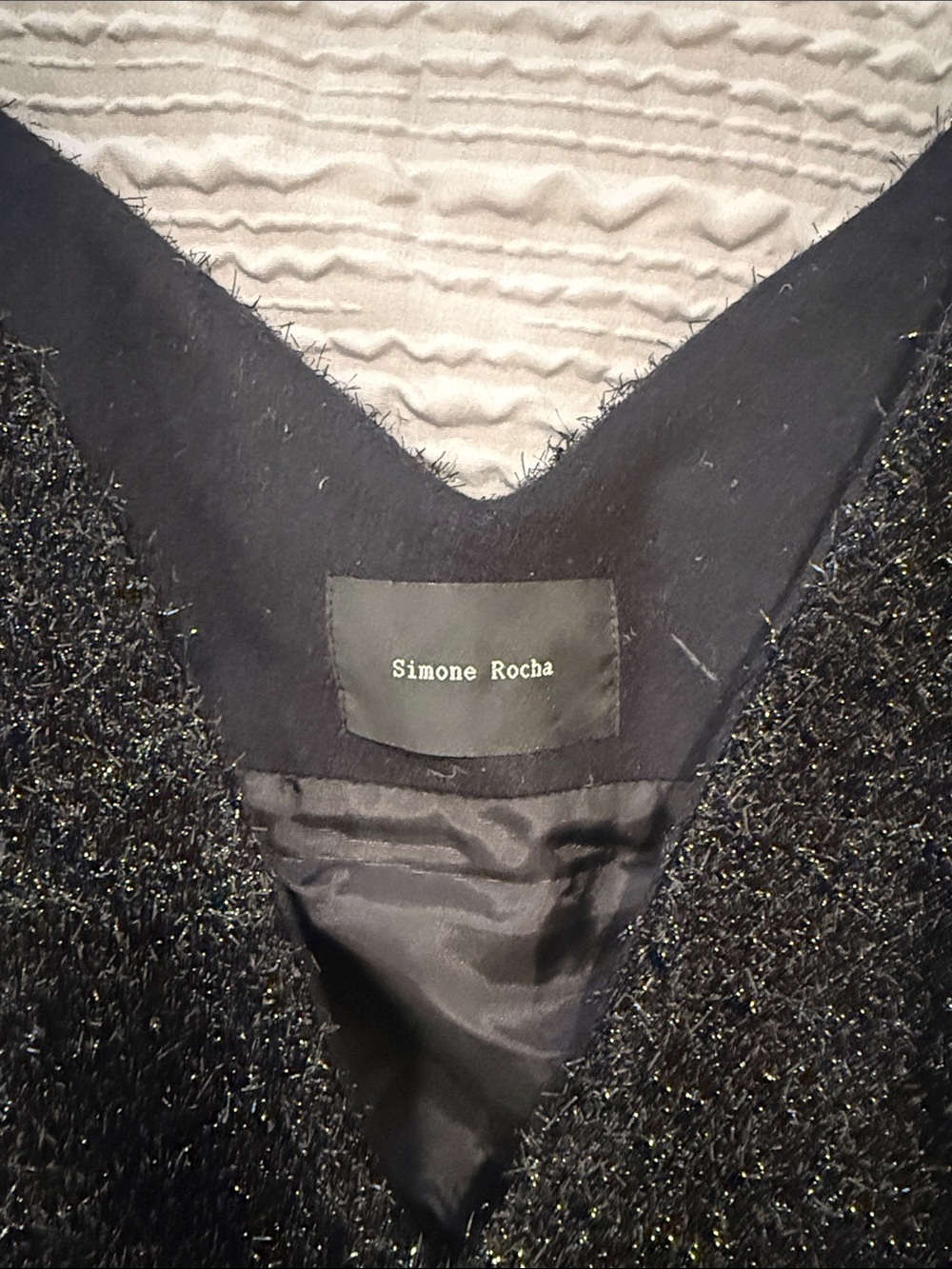 Simone Rocha Black Sparkle V-Neck Crop Top - Picture 3 of 6